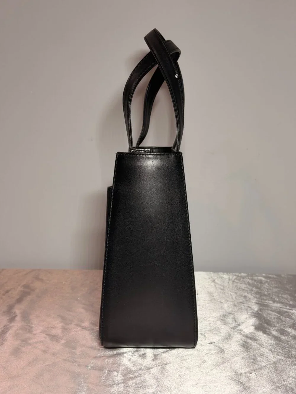 Burberry Black Leather Mini Tote Bag with Nova Check Trim